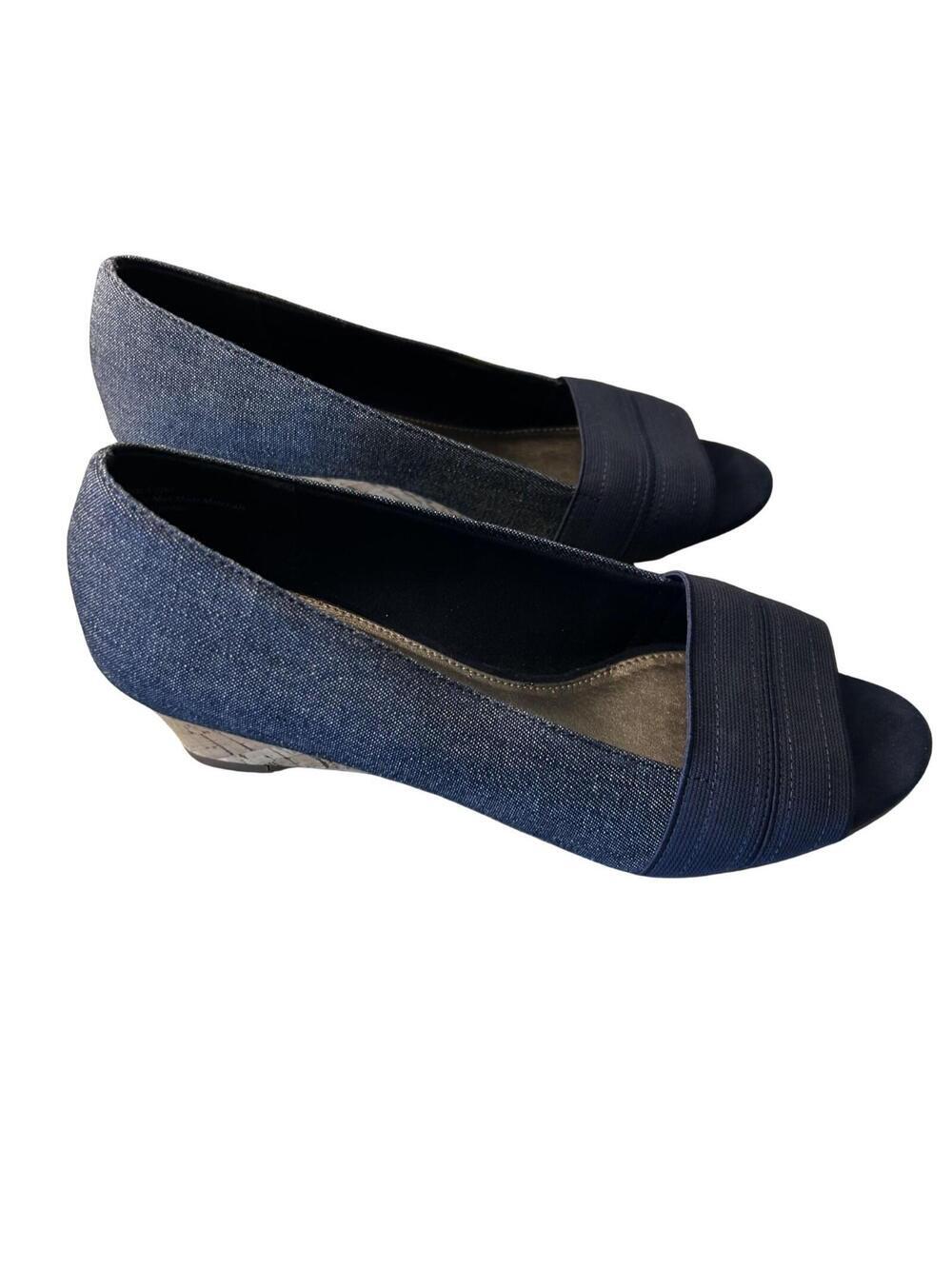 Coach and Four Navy Cork Wedge Womens 8